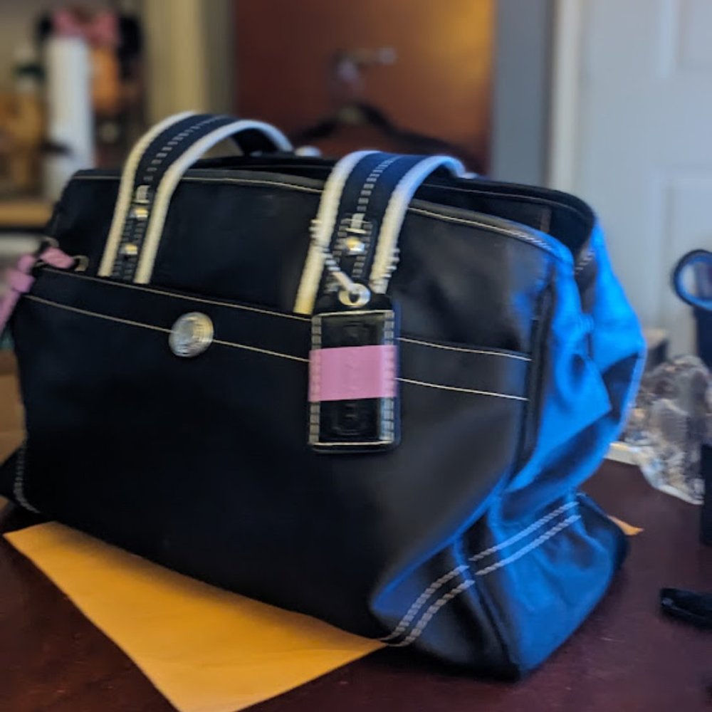 ⬇️PD⬇️COACH HAMPTON F11993 NYLON W/ LEATHER ACCENTS SHOULDER BAG